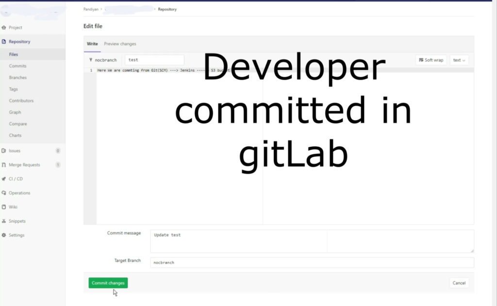 code commiting in gitlab