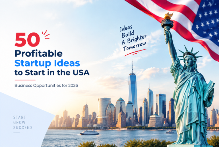 Top 50 Best Startup Ideas in USA to Start in 2026 - Banner